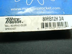  Martin Sprocket 80BB12H 3/4 Sprocket For #80 Roller Chain 12 Tooth 433" O.D .75" Bore Image