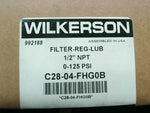  Wilkerson C28-04-FHG0B Filter/Regulator/Lubricator 1/2" NPT Automatic Drain Metal Bowl Sight Gauge 0-125PSI Image