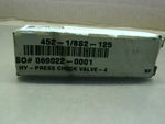  Parker 452-1/8S2-125 HY-PRESS Check Valve High Pressure Hydraulic Flow Control Image