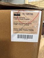  Dayton 12F735 Electric Oil Pump 1/2 HP 115 VAC 1720 RPM 4 GPM 9.0 A Image