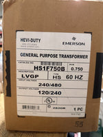  Emerson HS1F750B 0.75kVA Transformer 240/480V Primary 6.25A Output Max Image