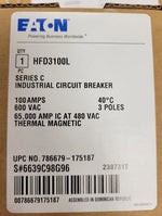  Eaton Cutler Hammer HFD3100L 100A Industrial Circuit Breaker 3P 600VAC Image