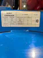  Quincy QTV-7.5 80 Gal. Splash Lubricated Two-Stage Vertical Air Compressor 7.5HP 230VAC 3PH - Nice! Image