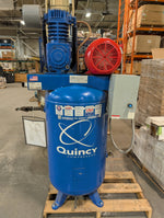  Quincy QTV-7.5 80 Gal. Splash Lubricated Two-Stage Vertical Air Compressor 7.5HP 230VAC 3PH - Nice! Image