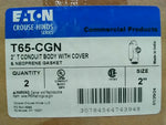  Eaton Crouse-Hinds T65-CGN 2pack 2" T Conduit Body w/ Cover Neoprene Gasket Image