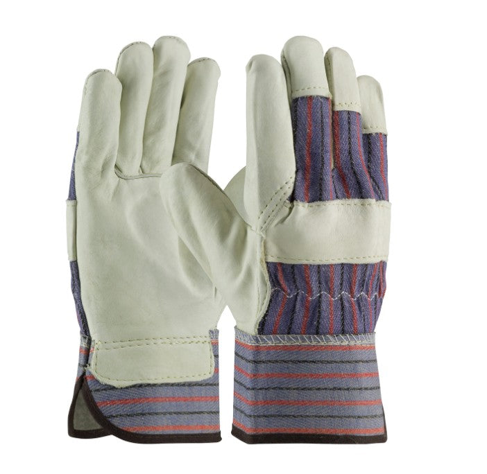  PIP 87-1563-L Large (12 Pair/Bundle) Cowhide Leather Work Gloves Protective Industrial Products Image