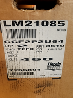  Lincoln Motors LM21085 BE Motor 2HP 184U 3510Rpm 460V 3PH Image
