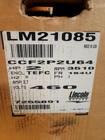  Lincoln Motors LM21085 BE Motor 2HP 184U 3510Rpm 460V 3PH Image