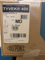  Dupont Tyvek 400 Medium Hooded Coverall w/ Boot Covers (25 per box) TY122SWHMD002500 Image