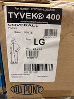  Dupont Tyvek 400 Large Hooded Coverall w/ Boot Covers (25 per box) TY122SWHLG002500 Image