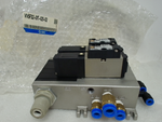  SMC VV5FS2-01T-021-02 Manifold Assembly w/ (2x) VFS2100-5FZ Valves Image