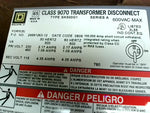  Square D 9070SK500G1 Transformer Disconnect  600VAC Max Image