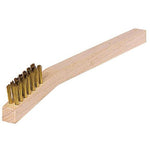  Weiler 44189 Small Hand Wire Scratch Brush Brass Fill Wood Handle 3 x 7 Rows Image