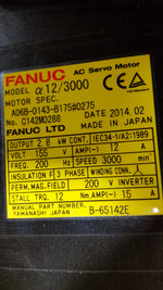  Fanuc A06B-0143-B175 #0275 AC Servo Motor Alpha 12/3000 Image
