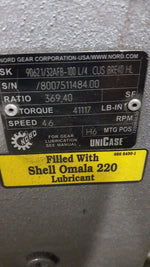  NORD Helical Bevel Gearmotor 46RPM Output 41117 in-lb 369.40 Ratio 3HP Motor Image