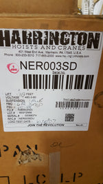  Harrington NER003SD 1/4-Ton Electric Chain Hoist 230/460VAC 3PH 10FT LiftReconditioned! Image