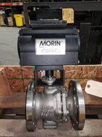  Tyco MRP-025U-T-D000 Morin Pneumatic Actuator with PMV EP5 Valve Control System and 4" Ball Valve Complete Assembly Image