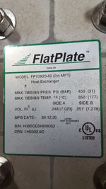  FlatPlate FP10x20-60 Brazed Plate Heat Exchanger 60 plate 2" Thread 150 GPM Image