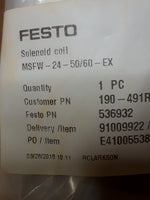  FESTO MSFW-24-50/60-EX Solenoid Coil Factory Sealed Image
