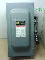 ** Lot of 10 Pieces!  Square D HU362 60A 3P 600V Disconnect Switches!