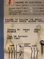  SQUARE D HU363AWK SERIES E1 100 AMP SAFETY DISCONNECT SWITCH NO BOX Image