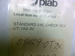  Piab VT-1AS Vacuum Check Valve Item 0127941 Factory Sealed Image