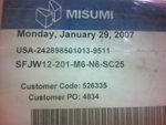  Misumi SFJW12-201-M6-N6-SC25 Precision Linear Shaft Factory Sealed Image