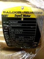  Baldor EM3663T 5HP Super-E Motor 184T Frame 3475RPM 230/460VAC Image