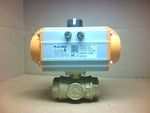  Air Torque PT200 S8H Pneumatic Actuator 8 Bar w/ Madein 3-Way 1-1/2"Ball Valve- No Box Image