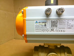  Air Torque PT200 S8H Pneumatic Actuator 8 Bar w/ Madein 3-Way 1-1/2"Ball Valve- No Box Image