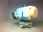  Air Torque PT200 S8H Pneumatic Actuator 8 Bar w/ Madein 3-Way 1-1/2"Ball Valve- No Box Image