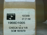  Ross 1968D1005 Check Valve 1/8" Npt  5-150 Psi Factory Sealed Image