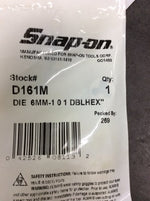  SNAP ON D161M DIE, RETHREADING METRIC SIZE - STYLE: RETHREADING, THREAD DIAMETER: 06.0 MM, THREAD PITCH: 01.00 MM, DIRECTION OF THREAD: RIGHT HAND, TYPE: SOLID HEX Image