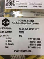  Tpc Wire 67332  Quick Connect Cordset 3P St. Male/St. Female 12 Factory Sealed Image