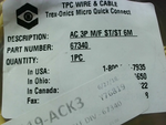  Tpc Wire 67340 Quick Connect Cable Assembly 3P Stright Male/Fem Factory Sealed Image