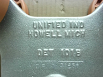 Unified Ind DET 101B Cable Trolley 4 Main Wheels (3-1/4" Dia x Image