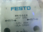  Festo RW/O-3-1/8 Pneumatic Valve 0.95-8 Bar 14.4-120 psi Factory Sealed Image