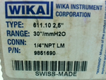  Wika 9851690 Water Gauge 611.10 2.5" 30"/mmH2O 1/4" NPT LM Image