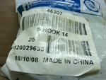  Fastenal #14 2" Zinc Steel Open Ended S Hook .187" Wire Lot Of Image