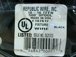  Republic Wire E167612 18-16 TFFN Fixture Wire Black 500' Spool Factory Sealed Image