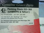  Graco 223-362 Packing Stack (UHMWPE & Teflon) 15:1 Senator 25:1 Image