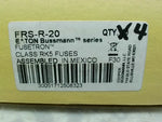  BUSSMANN FRS-R-20 20A Fusetron Time Delay Fuse 20A 600V (4 PCS) Image