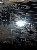  Baldor 2HP AC Motor 1170RPM 184T Frame 208-230/460 VAC 3PH TEFC Image