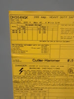  Eaton DH364NGK 200A 3P Fusible Heavy Duty Safety Switch 600V 60 Image