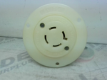  Leviton 2436 White Locking Outlet  3 Pole 4 Wire Grounding Flan Image