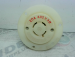  Hubbell 2436 White Locking Outlet  3 Pole 4 Wire Grounding Flan Image