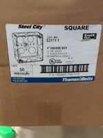  Steel City 521711 4" Square Box (50 PCS) 2-1/8" Deep 1" Knockou Image