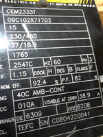  Baldor CEM2333T 15HP AC Motor 1765 RPM 254TC Frame 230/460VAC 3 Image