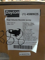  Dayton 45MW25 2HP High Volume Booster Pump Inlet 1-1/2"NPT Outl Factory Sealed Image
