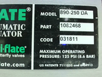  Tork-Mate 890-250 DA Pneumatic  Actuator 1/4"NPT 125PSI Image
